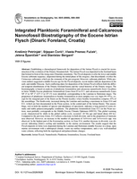 Image of first page of: Integrated Planktonic Foraminiferal and Calcareous
                    Nannofossil Biostratigraphy of the Eocene Istrian Flysch (Dinaric Foreland,
                    Croatia)