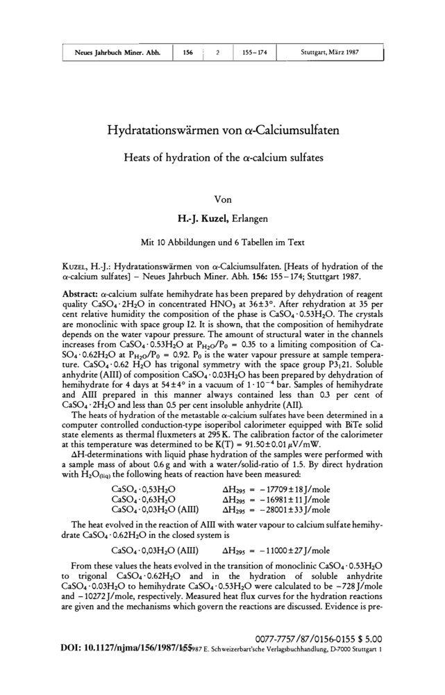 Image of first page of: Heats of hydration of the α-calcium sulfates