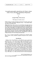 Image of first page of: Low-grade metamorphic minerals from the Triassic
volcanic rocks of Tyros, Zarouhla, and Kalamae, Peloponnese, Greece
