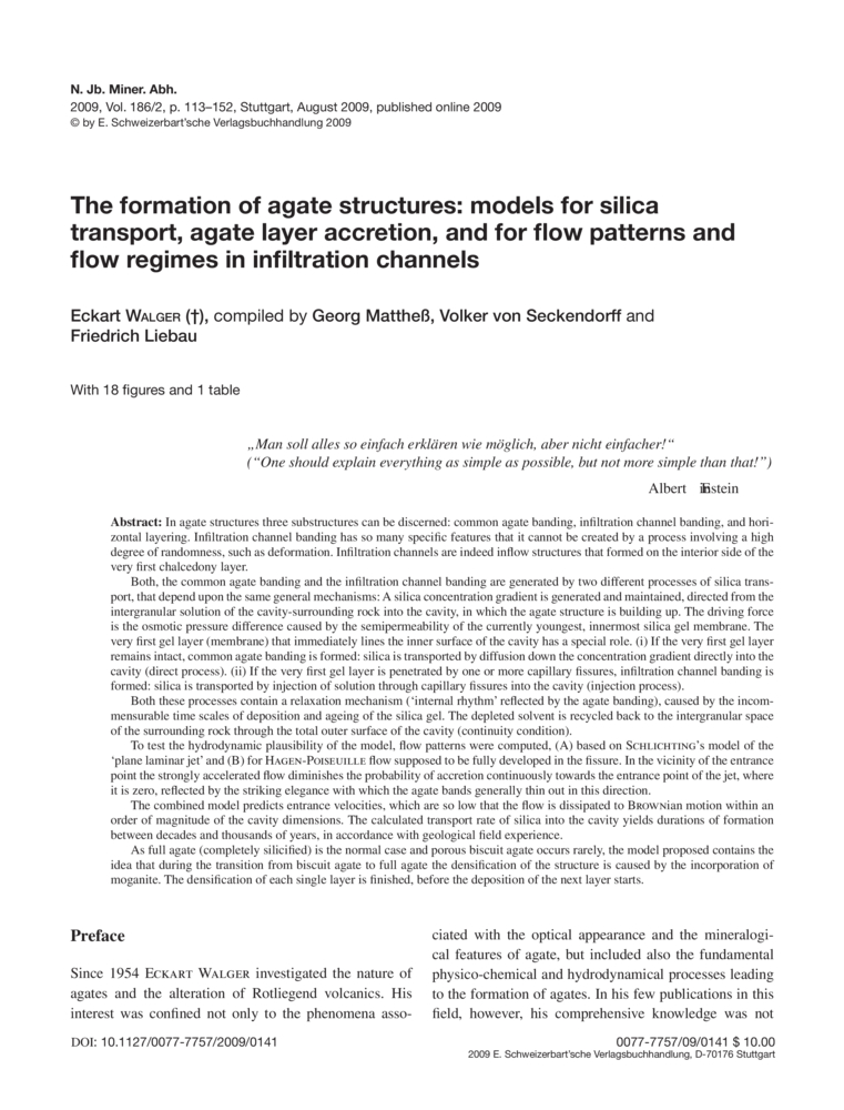 The formation of agate structures: models for silica transport, agate ...